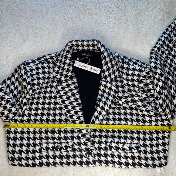 For Love and Lemons Bonnie Cropped Black and White Houndstooth Blazer - Picture 6 of 12